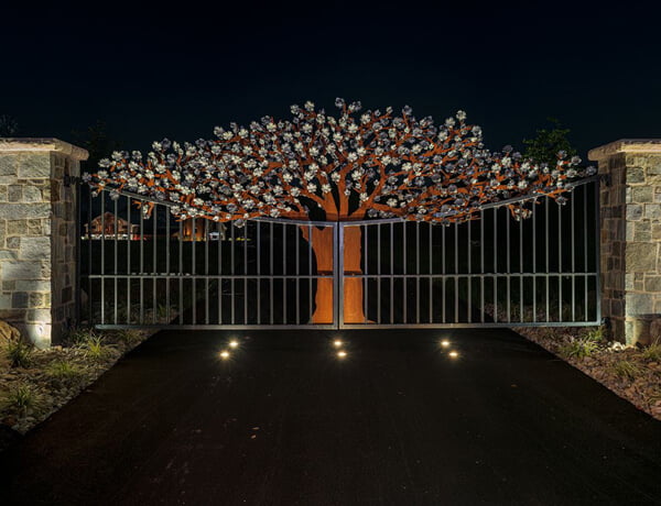 Gate Lighting With A Tree