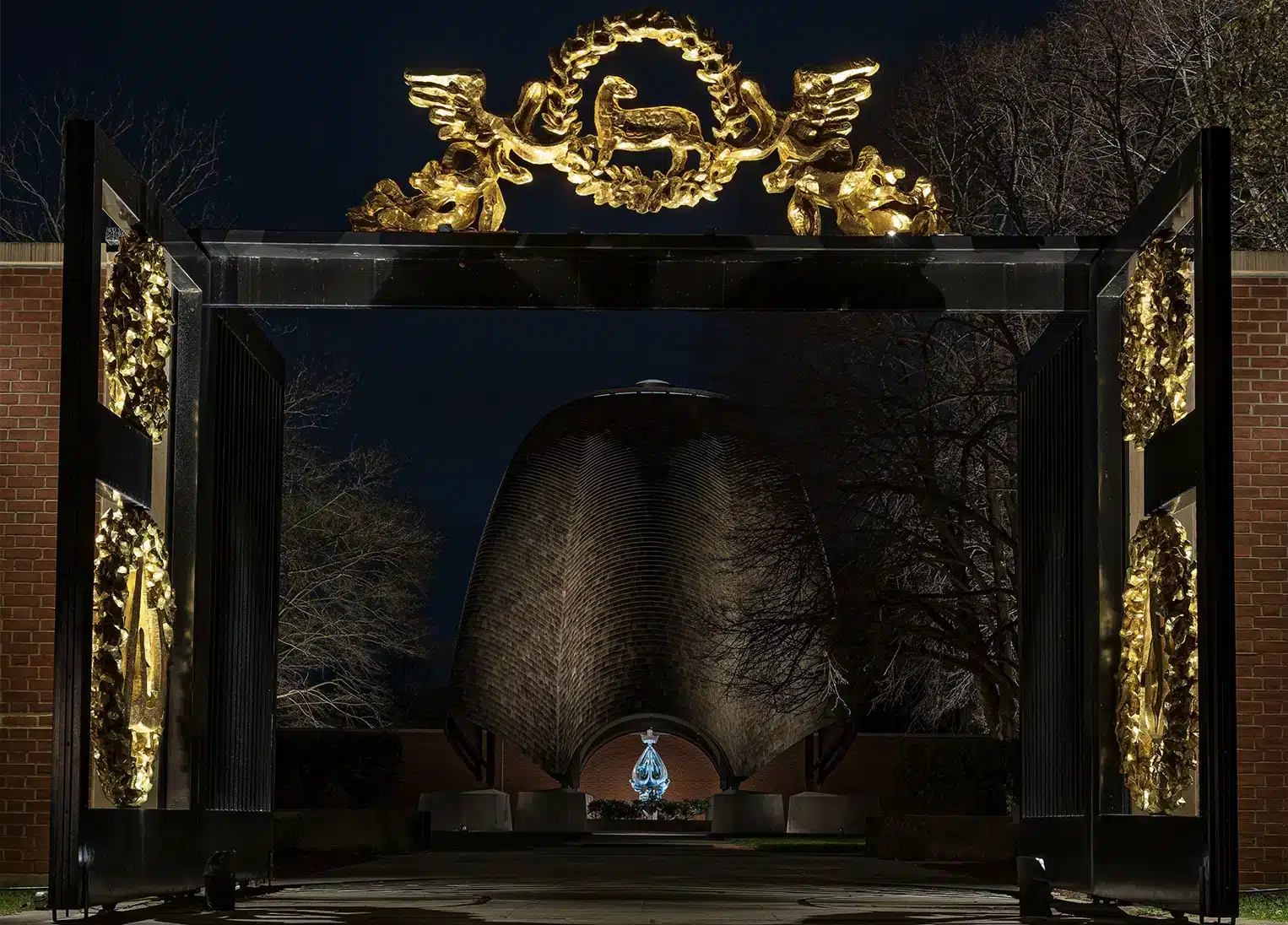 Front Gate at New Harmony IN outdoor lighting project