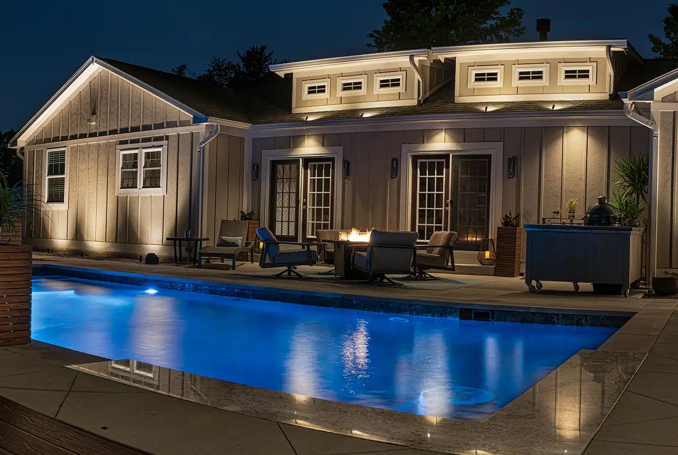 backyard with pool and outdoor audio