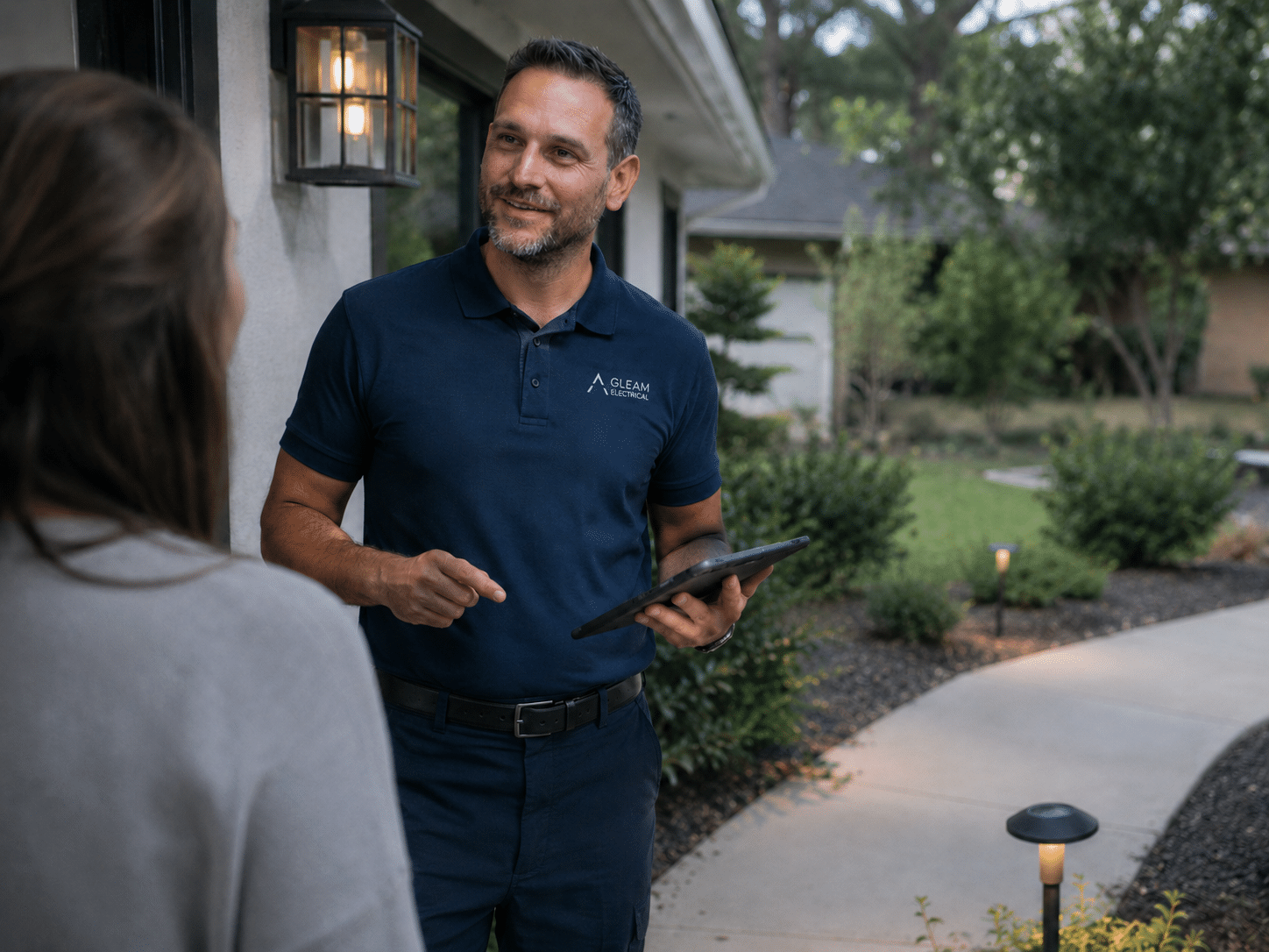 Gleam electrician meeting homeowner