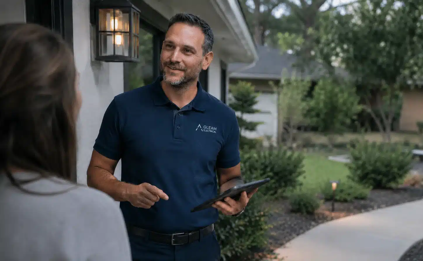 Gleam Electrical Gleam electrician meeting homeowner